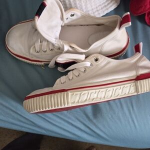 Christian Louboutin White and Red Sneakers